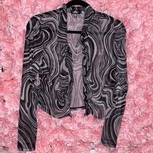 Black and grey button up top